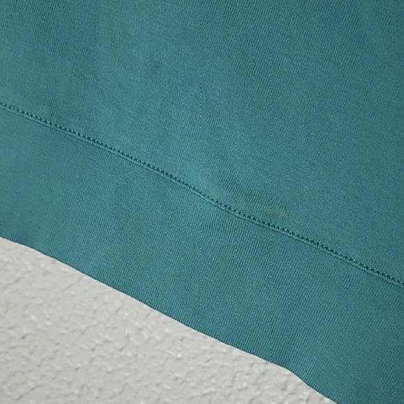 Chico's Teal Tunic Sweatshirt Prima Cotton Scoop Neck Gold Button Trim Size 2X - Picture 10 of 12